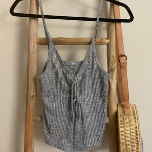 Gray Tie Up Tank Top